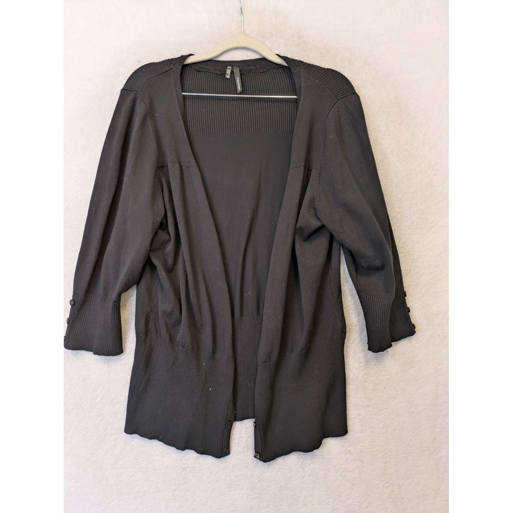 Maurices Cardigan Women's XXL Black Open Front Ribbed 3/4 Sleeve Lightweight